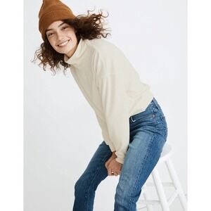 Madewell XS Corduroy Turtleneck Top Ivory MB119